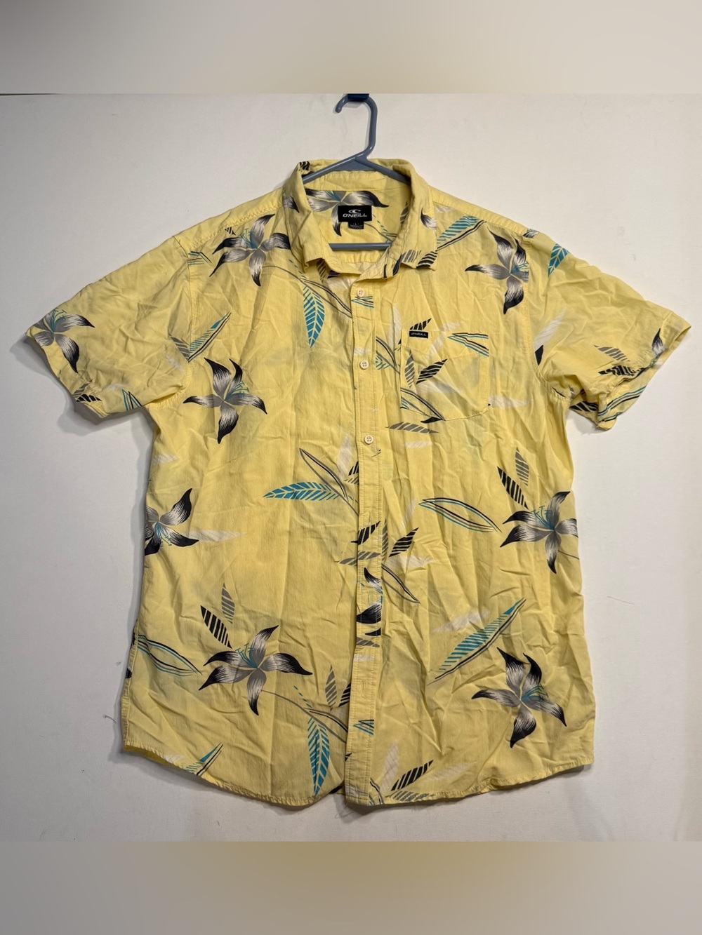 O'Neill Yellow Tropical Floral Short-Sleeve Button-Up Shirt